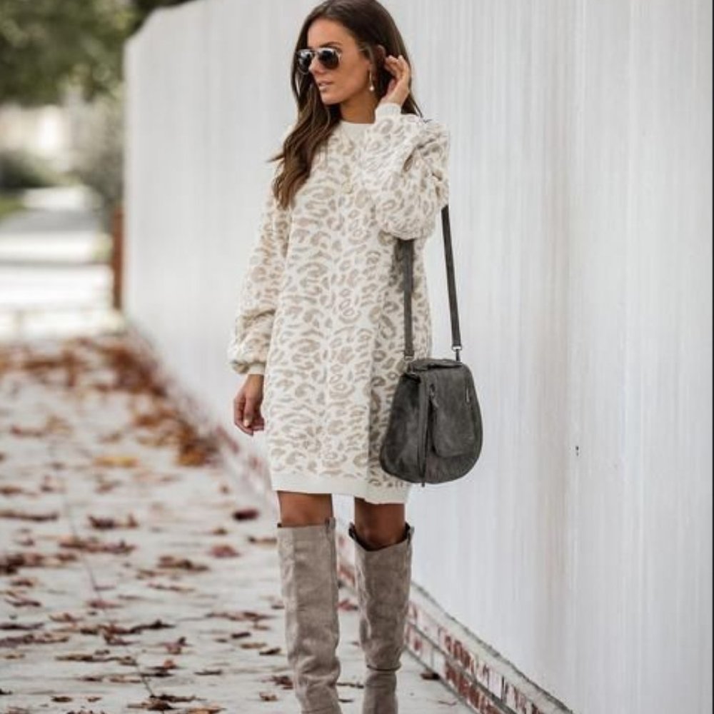 Vici Your Own Path Balloon Sleeve Sweater Dress